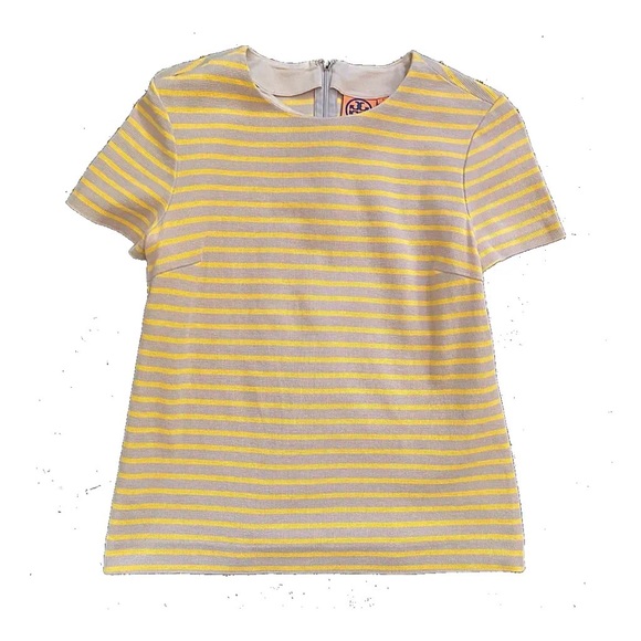 Tory Burch Tops - Tory Burch grey and marigold striped blouse
